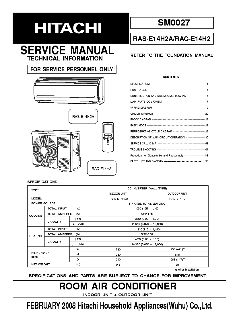Hitachi Air Conditioner Manual Download smstree